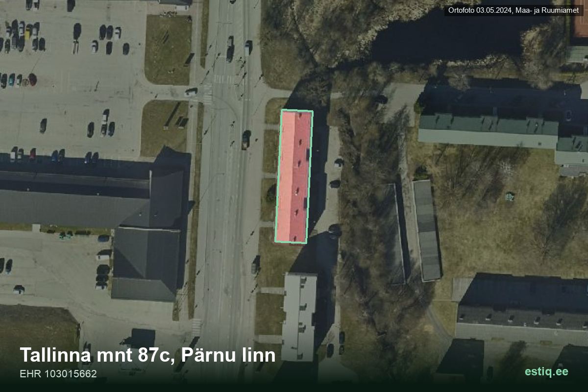 Tallinna mnt 87c, Pärnu – aerial photo of the building, outline from the Building Register (EHR)