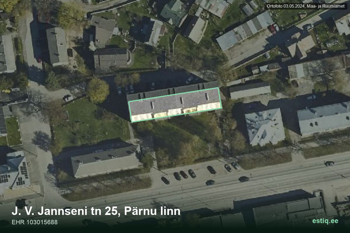 J. V. Jannseni tänav 25, Pärnu – hoone aerofoto, kontuur ehitisregistri (EHR) andmetest