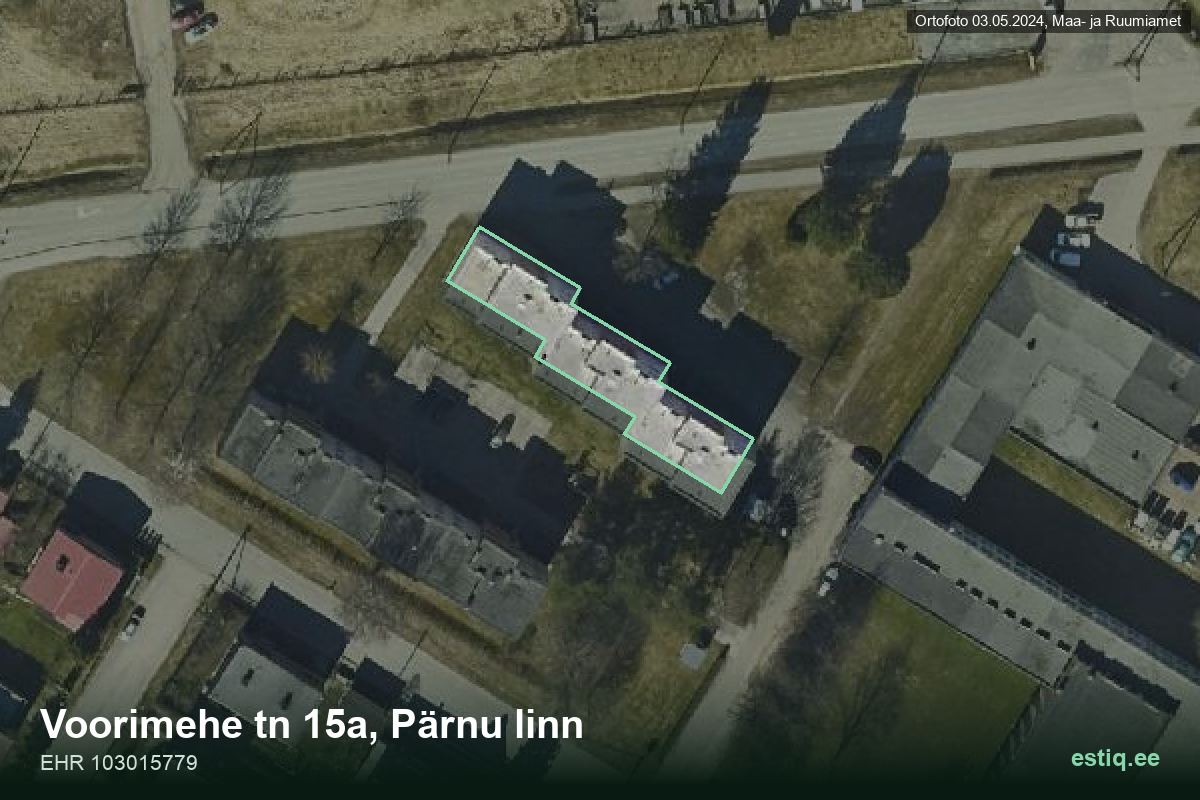 Voorimehe tänav 15a, Pärnu – aerial photo of the building, outline from the Building Register (EHR)