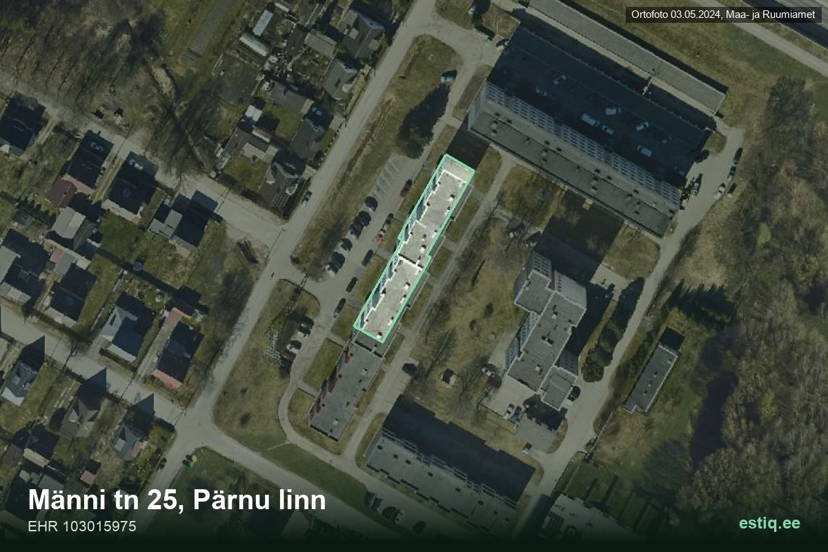 Männi tänav 25, Pärnu – aerial photo of the building, outline from the Building Register (EHR)