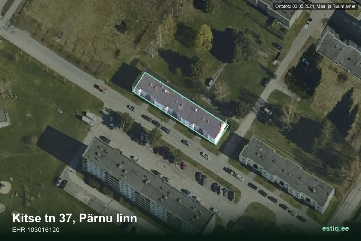 Kitse tänav 37, Pärnu – aerial photo of the building, outline from the Building Register (EHR)
