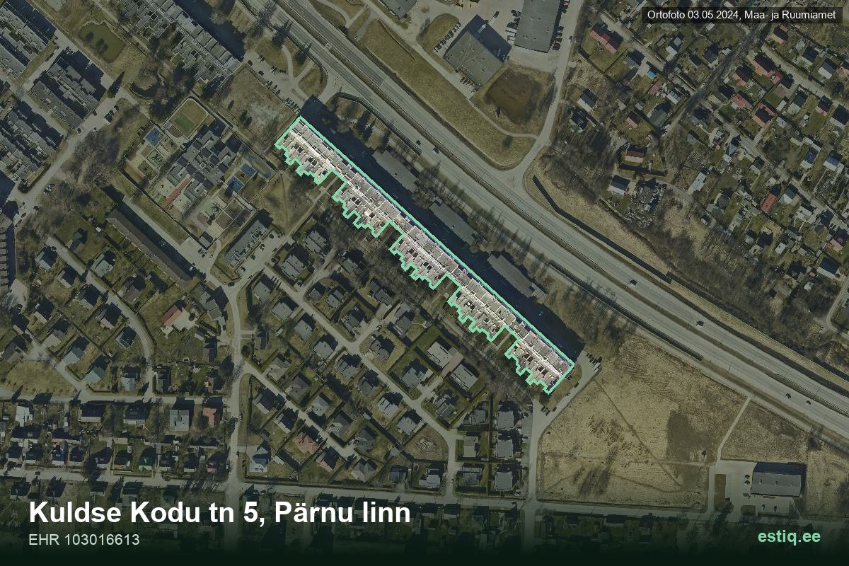 Kuldse Kodu tänav 5, Pärnu – aerial photo of the building, outline from the Building Register (EHR)