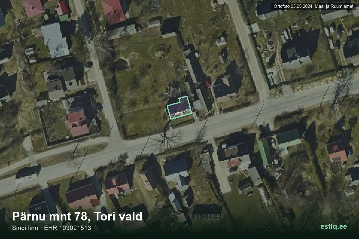 mnt 78, Pärnu – hoone aerofoto, kontuur ehitisregistri (EHR) andmetest