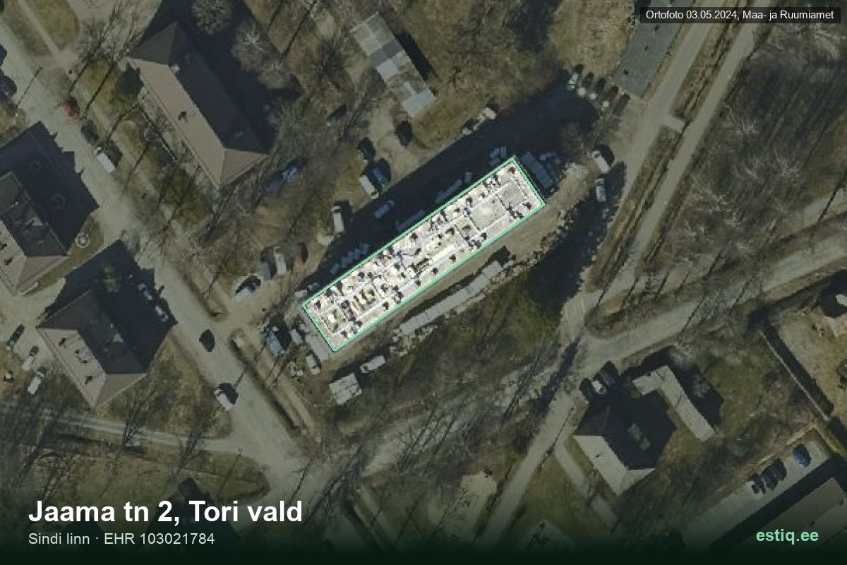 Jaama tänav 2, Tori – aerial photo of the building, outline from the Building Register (EHR)