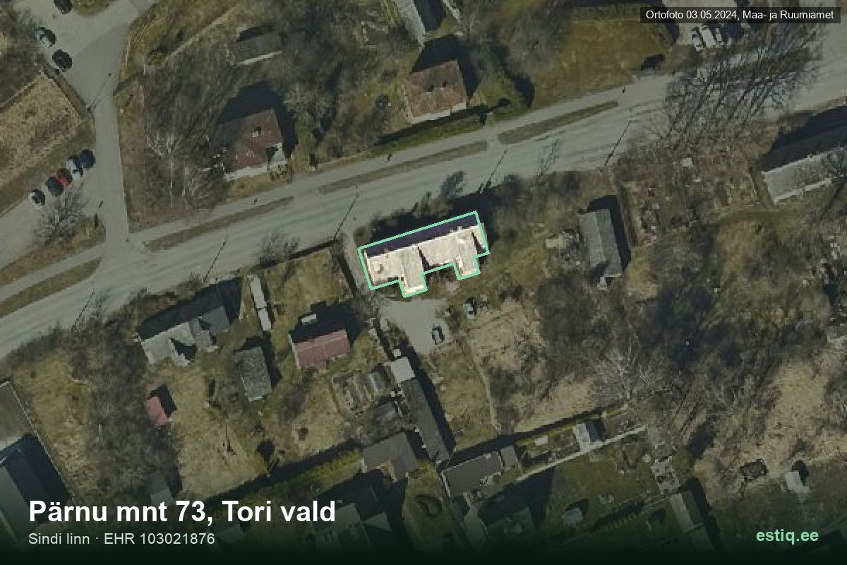 mnt 73, Pärnu – hoone aerofoto, kontuur ehitisregistri (EHR) andmetest