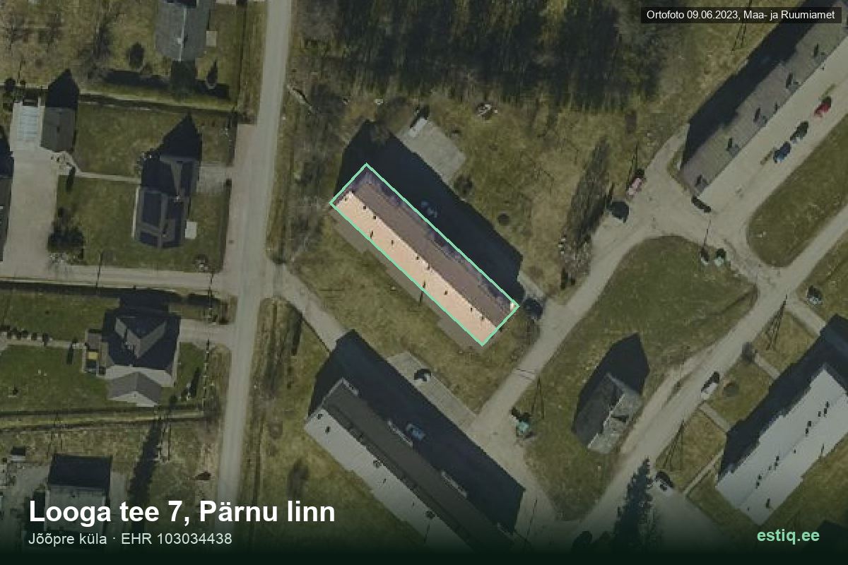 Looga tee 7, Pärnu – hoone aerofoto, kontuur ehitisregistri (EHR) andmetest