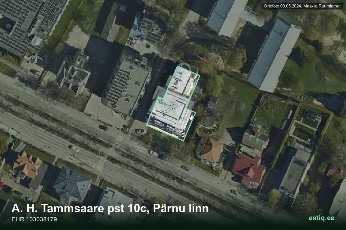 Tammsaare pst 10c, Pärnu – hoone aerofoto, kontuur ehitisregistri (EHR) andmetest