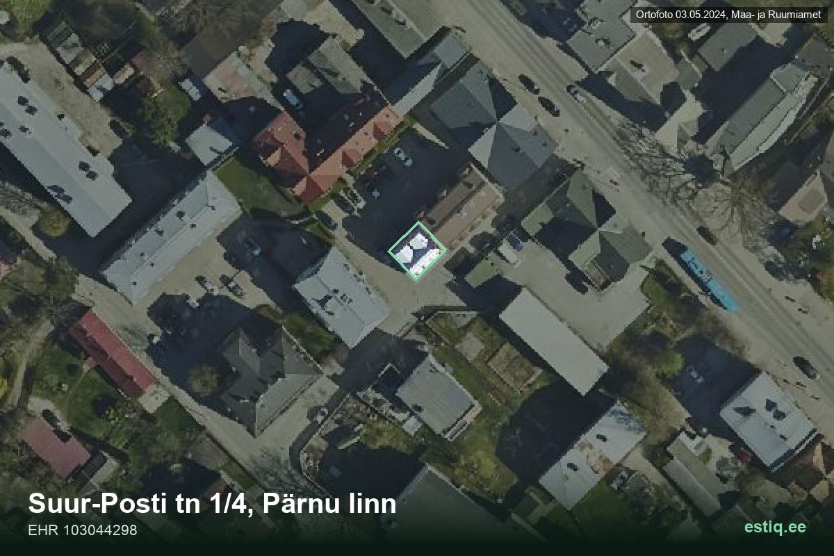 Suur-Posti tänav 1/4, Pärnu – aerial photo of the building, outline from the Building Register (EHR)