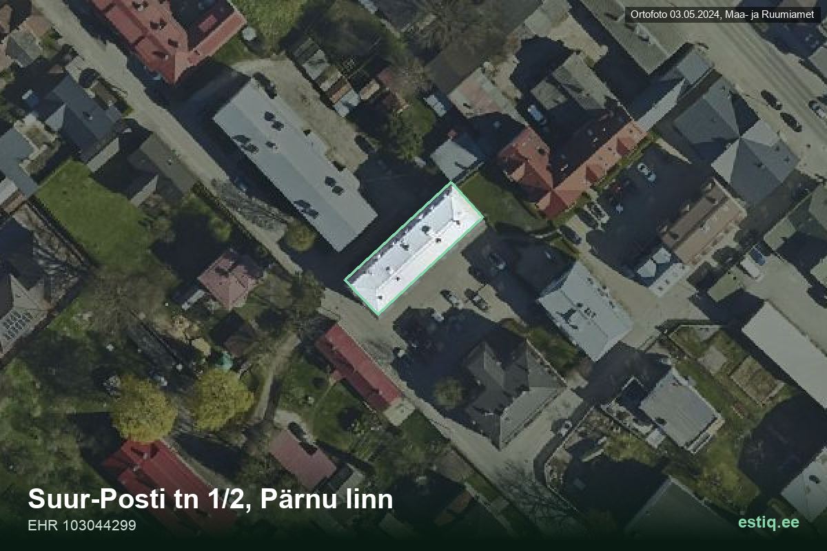 Suur-Posti tänav 1/2, Pärnu – aerial photo of the building, outline from the Building Register (EHR)