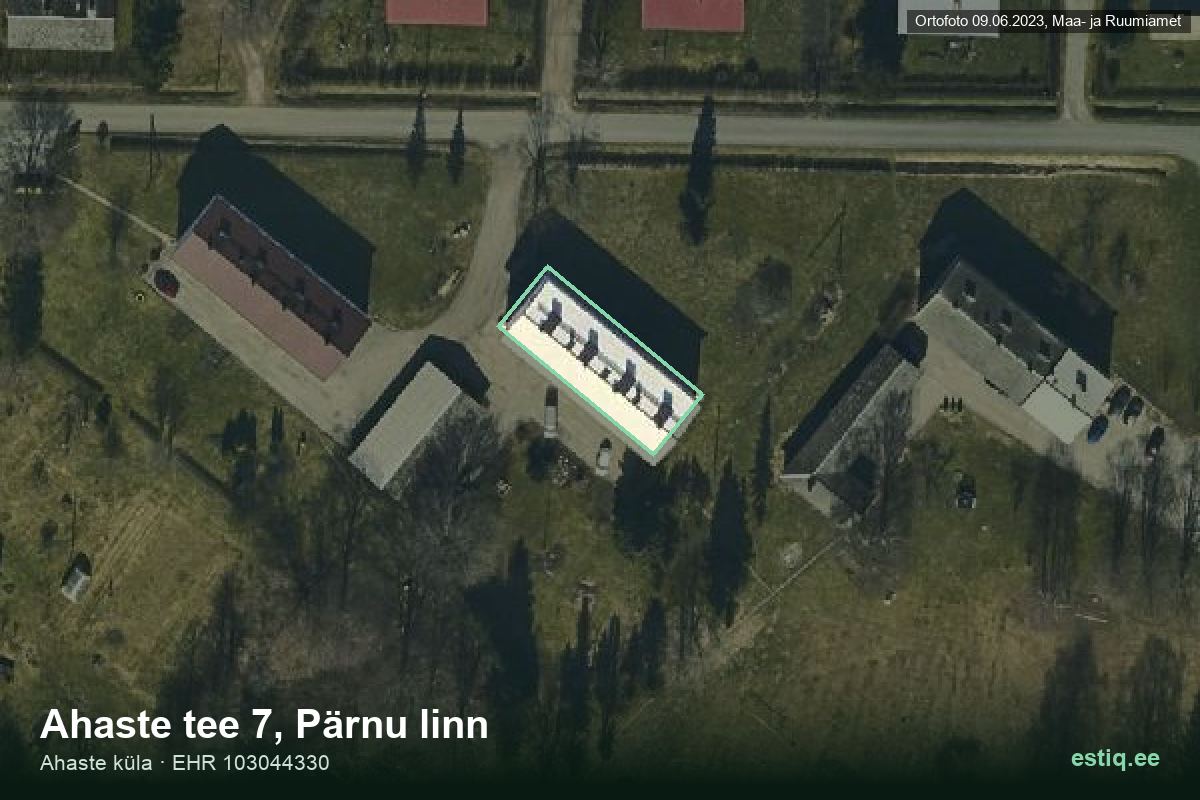 Ahaste tee 7, Pärnu – aerial photo of the building, outline from the Building Register (EHR)
