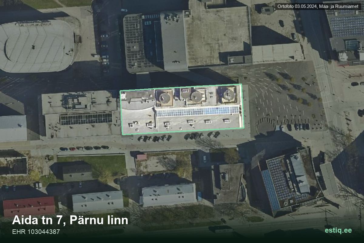 Aida tänav 7, Pärnu – aerial photo of the building, outline from the Building Register (EHR)