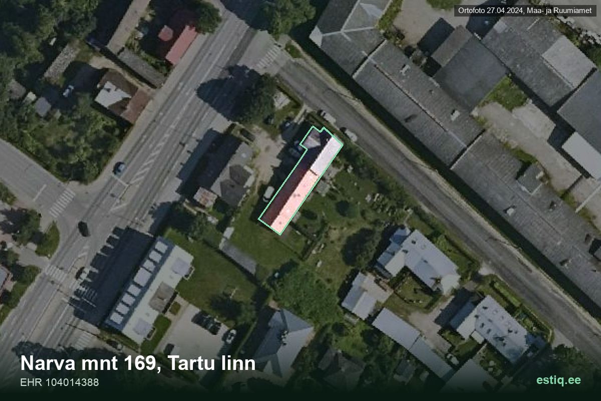 Narva mnt 169, Tartu – ilmakuva rakennuksesta, ääriviiva rakennusrekisteristä (EHR)