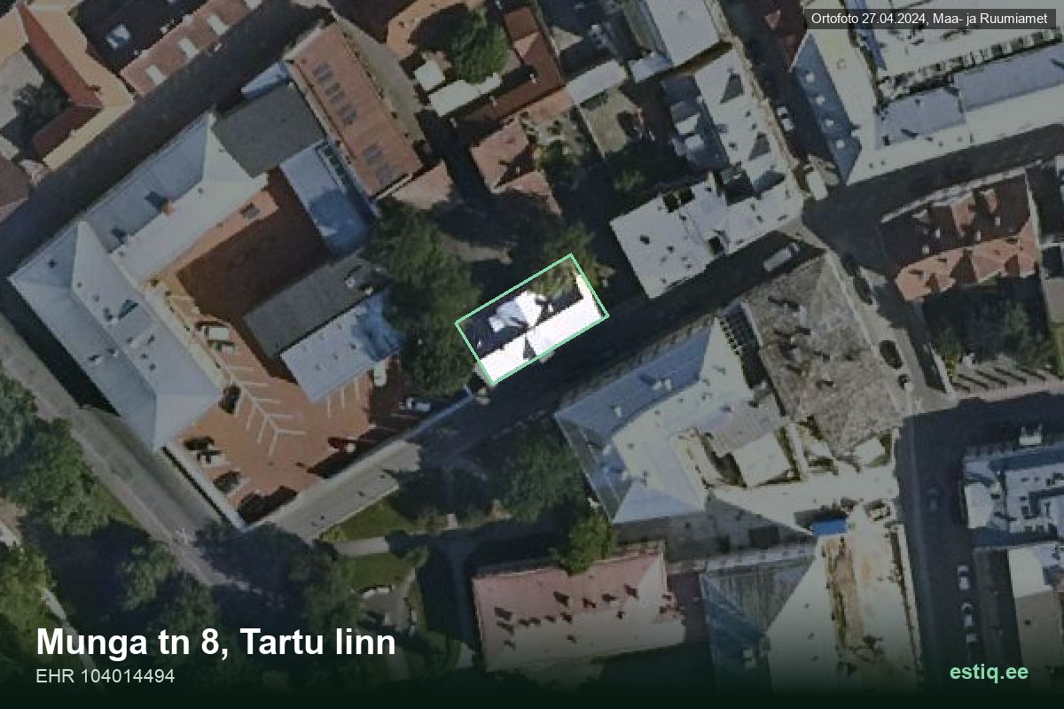 Munga tänav 8, Tartu – aerial photo of the building, outline from the Building Register (EHR)