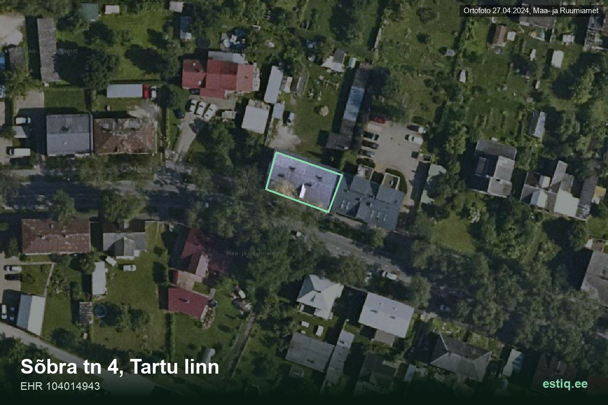 Sõbra tänav 4, Tartu – aerial photo of the building, outline from the Building Register (EHR)