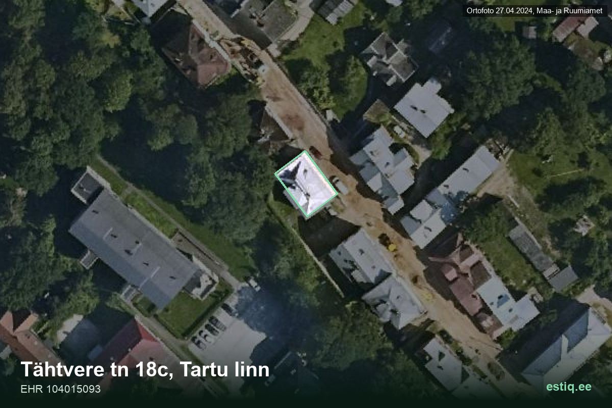 Tähtvere tänav 18c, Tartu – ilmakuva rakennuksesta, ääriviiva rakennusrekisteristä (EHR)