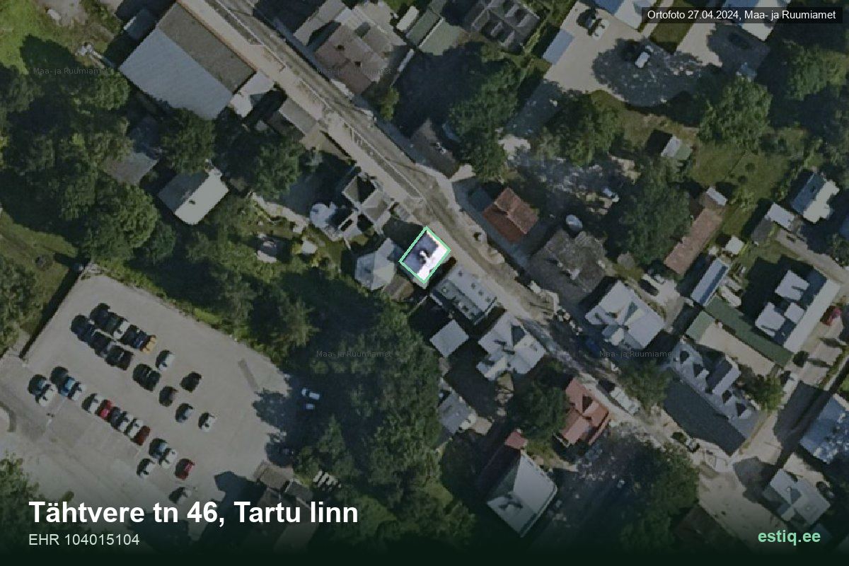 Tähtvere tänav 46, Tartu – ilmakuva rakennuksesta, ääriviiva rakennusrekisteristä (EHR)