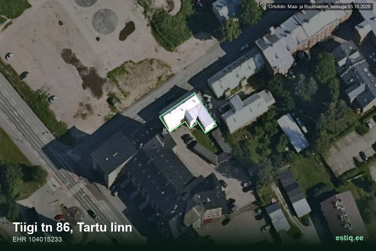 Tiigi tänav 86, Tartu – hoone aerofoto, kontuur ehitisregistri (EHR) andmetest
