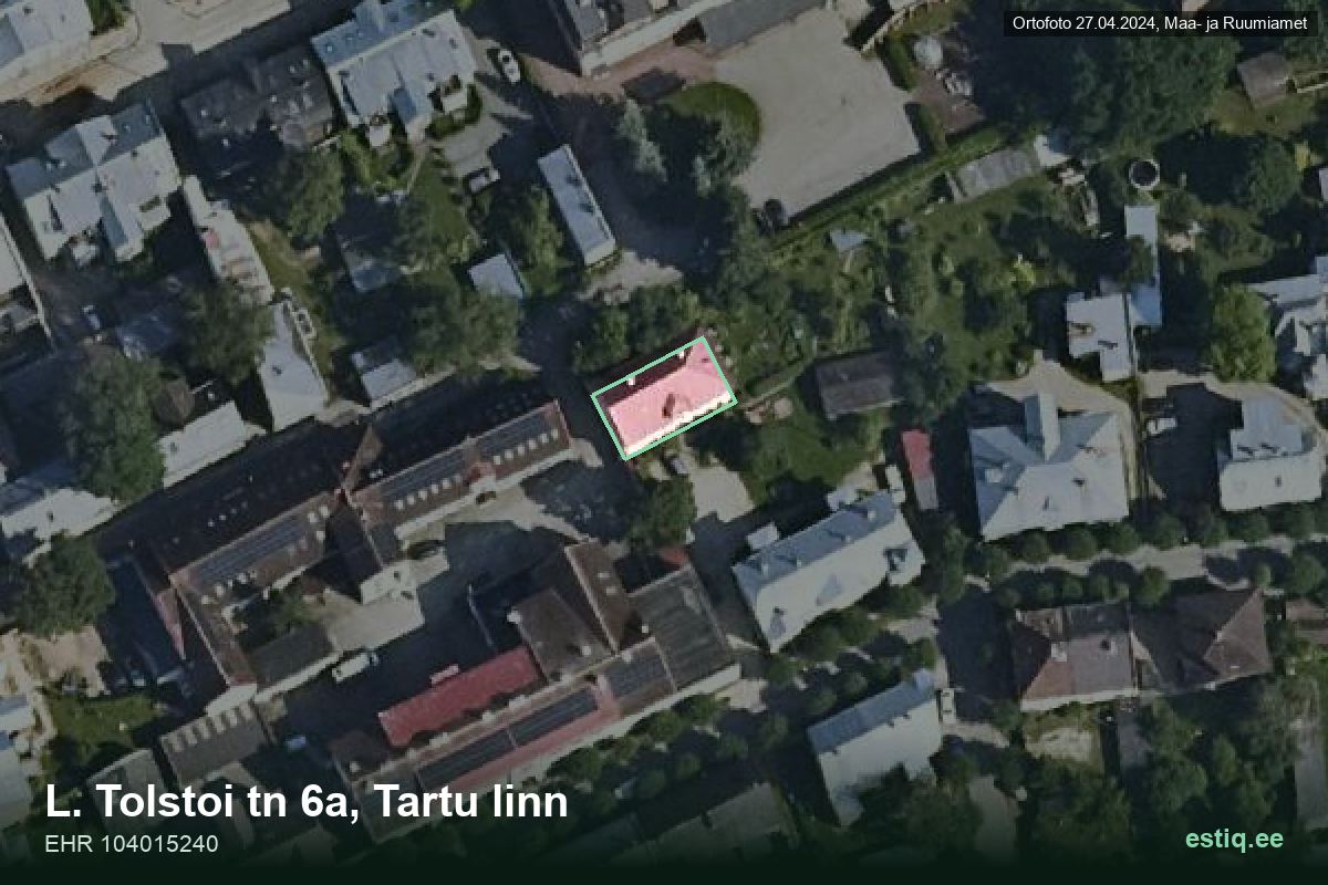 L. Tolstoi tänav 6a, Tartu – aerial photo of the building, outline from the Building Register (EHR)