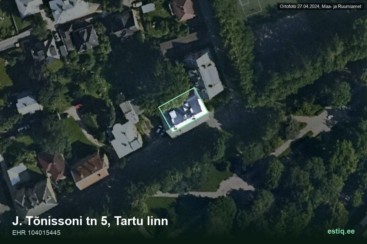 J. Tõnissoni tänav 5, Tartu – ilmakuva rakennuksesta, ääriviiva rakennusrekisteristä (EHR)