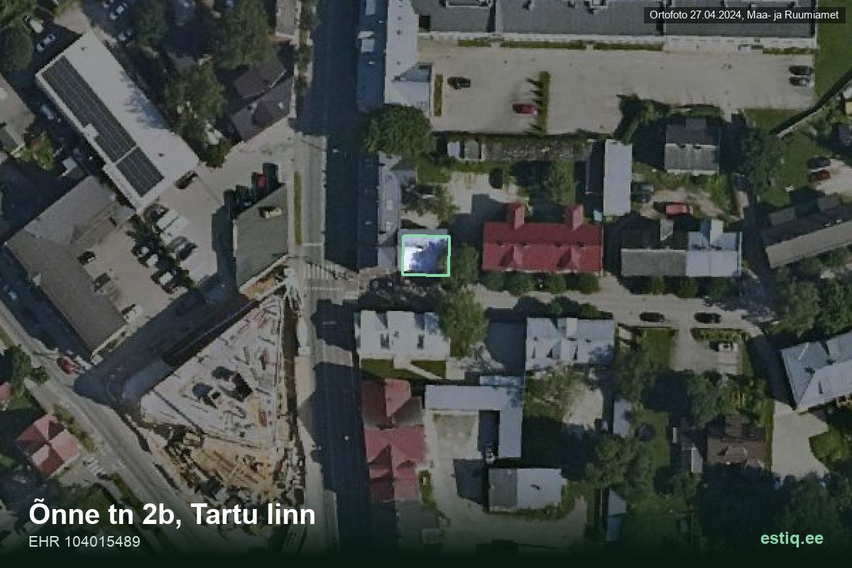 Õnne tänav 2b, Tartu – hoone aerofoto, kontuur ehitisregistri (EHR) andmetest