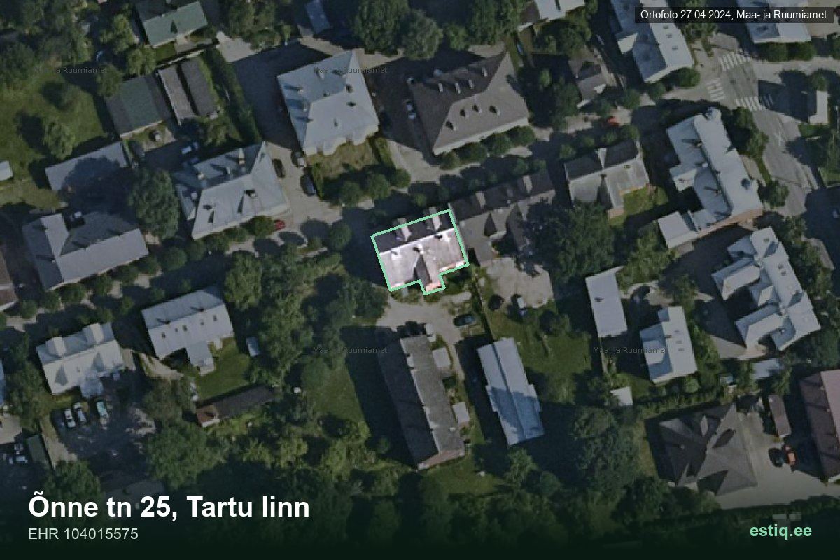 Õnne tänav 25, Tartu – ilmakuva rakennuksesta, ääriviiva rakennusrekisteristä (EHR)