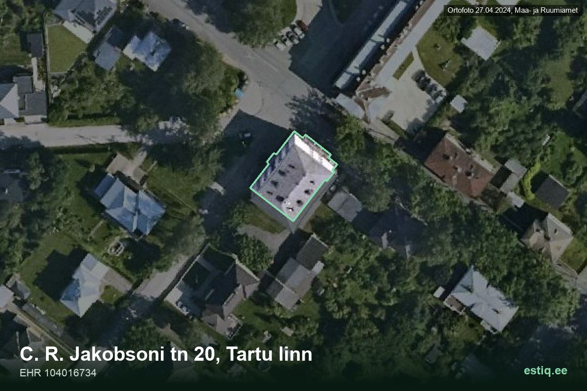C. R. Jakobsoni tänav 20, Tartu – ilmakuva rakennuksesta, ääriviiva rakennusrekisteristä (EHR)