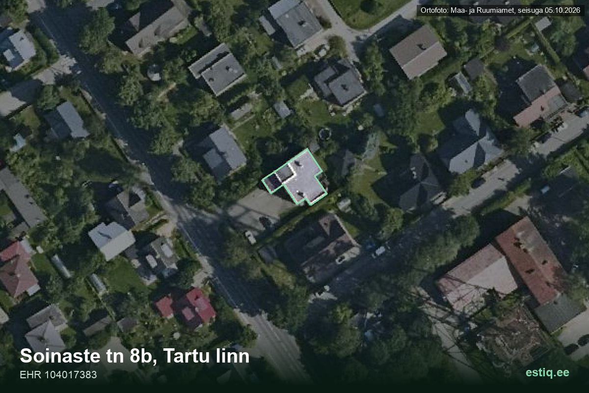 Soinaste tänav 8b, Tartu – hoone aerofoto, kontuur ehitisregistri (EHR) andmetest
