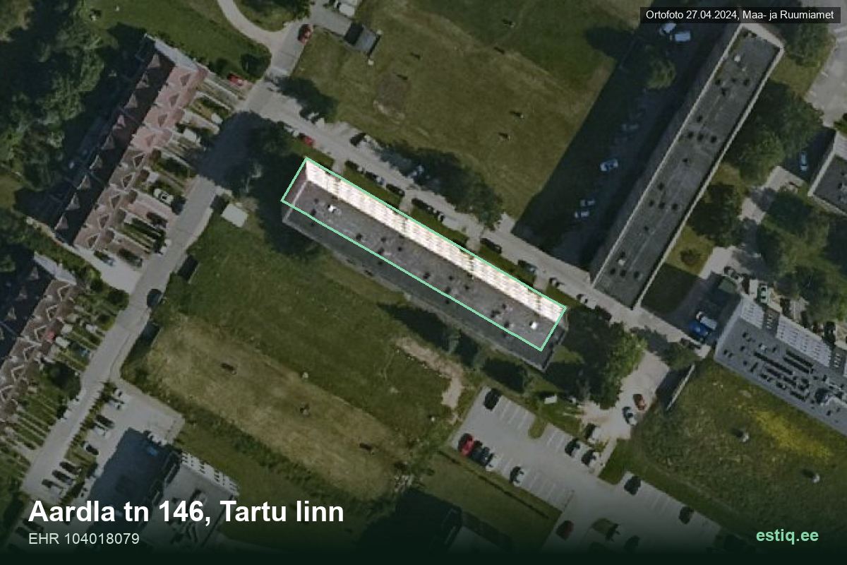 Aardla tänav 146, Tartu – hoone aerofoto, kontuur ehitisregistri (EHR) andmetest