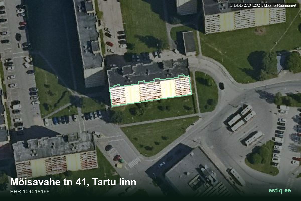 Mõisavahe tänav 41, Tartu – hoone aerofoto, kontuur ehitisregistri (EHR) andmetest