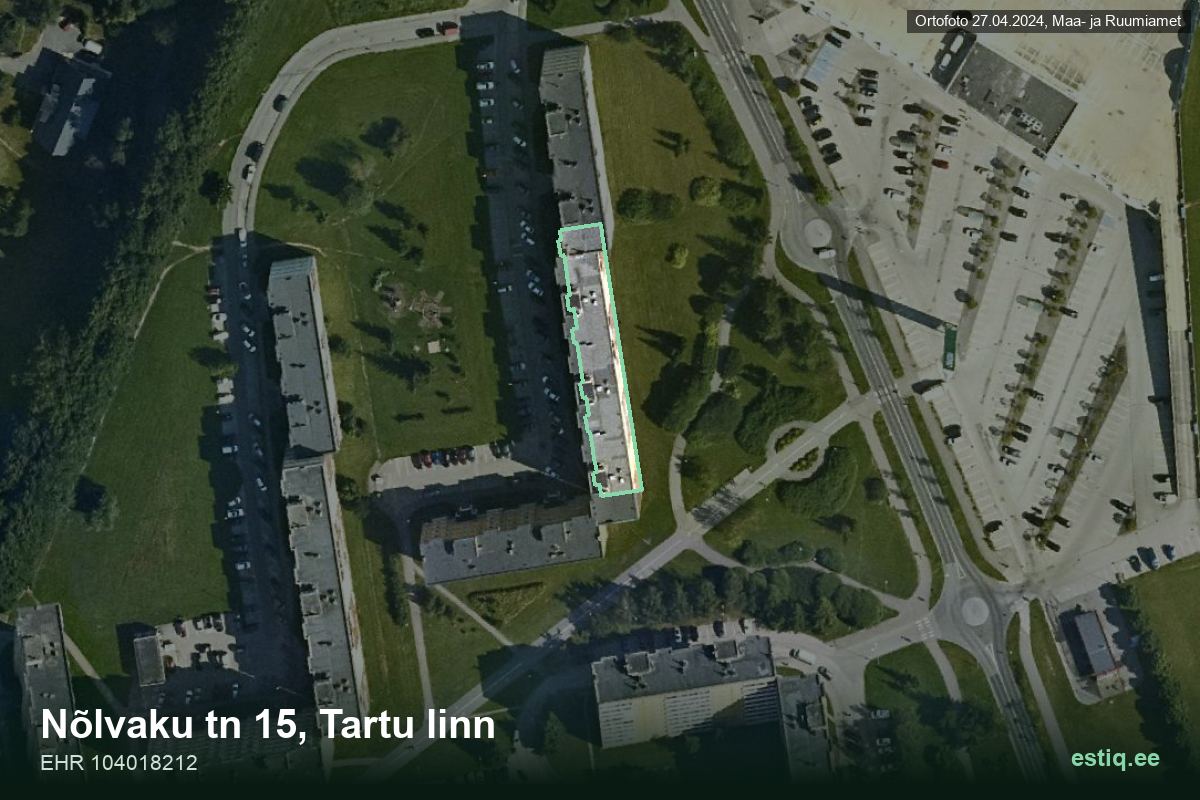 Nõlvaku tänav 15, Tartu – aerial photo of the building, outline from the Building Register (EHR)