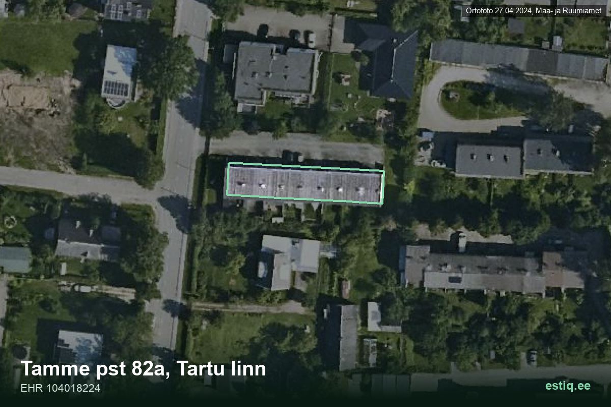 Tamme pst 82a, Tartu – hoone aerofoto, kontuur ehitisregistri (EHR) andmetest
