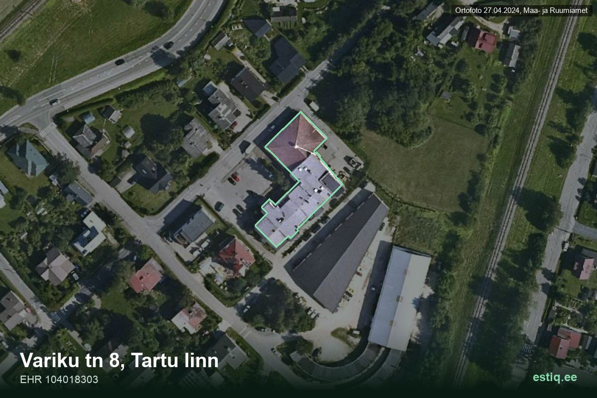 Variku tänav 8, Tartu – aerial photo of the building, outline from the Building Register (EHR)