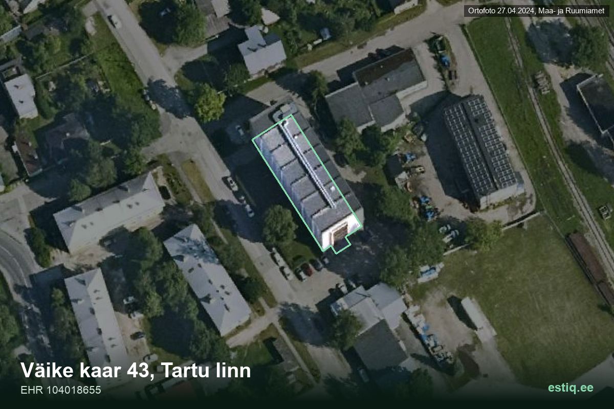 Väike kaar 43, Tartu – aerial photo of the building, outline from the Building Register (EHR)