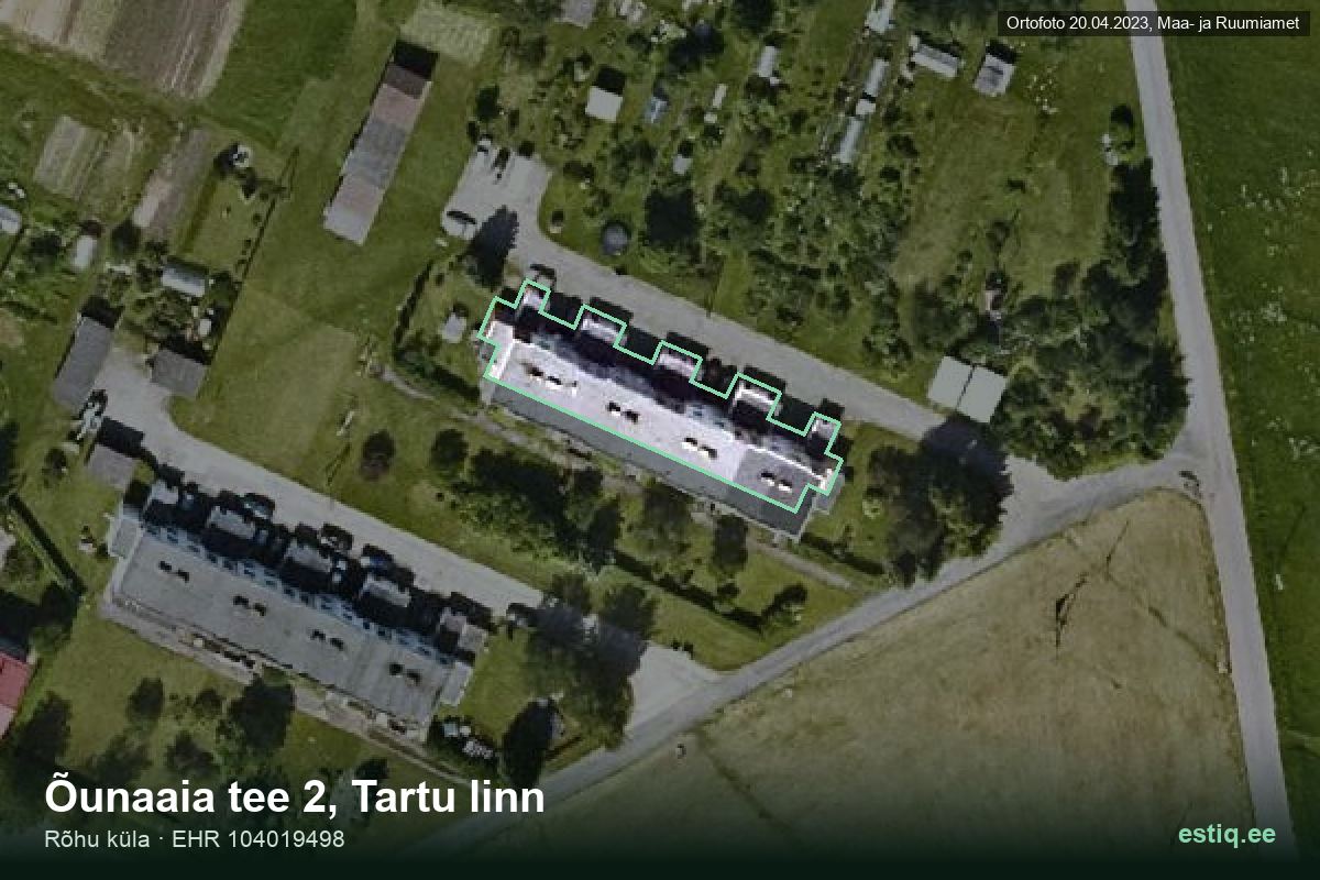 Õunaaia tee 2, Tartu – аэрофото дома, контур по данным регистра строений (EHR)