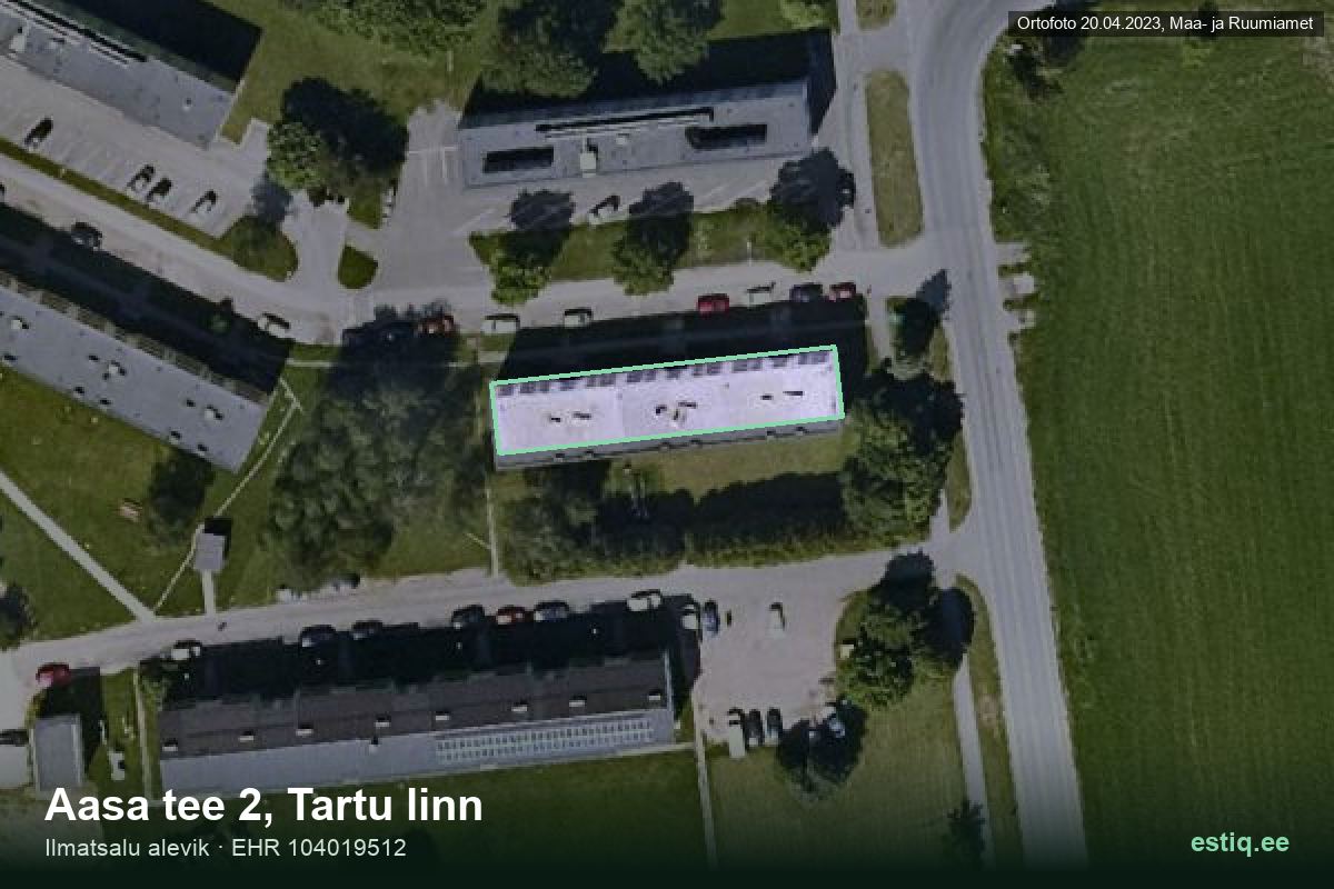 Aasa tee 2, Tartu – hoone aerofoto, kontuur ehitisregistri (EHR) andmetest