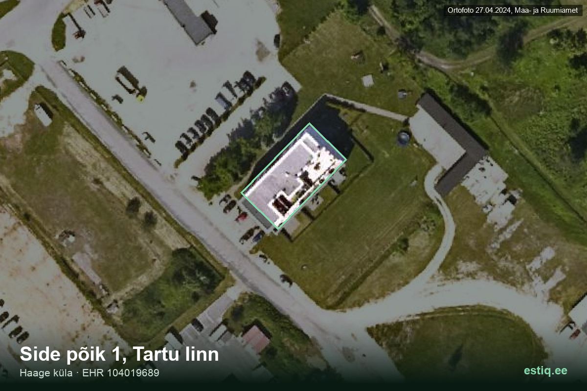 Side põik 1, Tartu – hoone aerofoto, kontuur ehitisregistri (EHR) andmetest