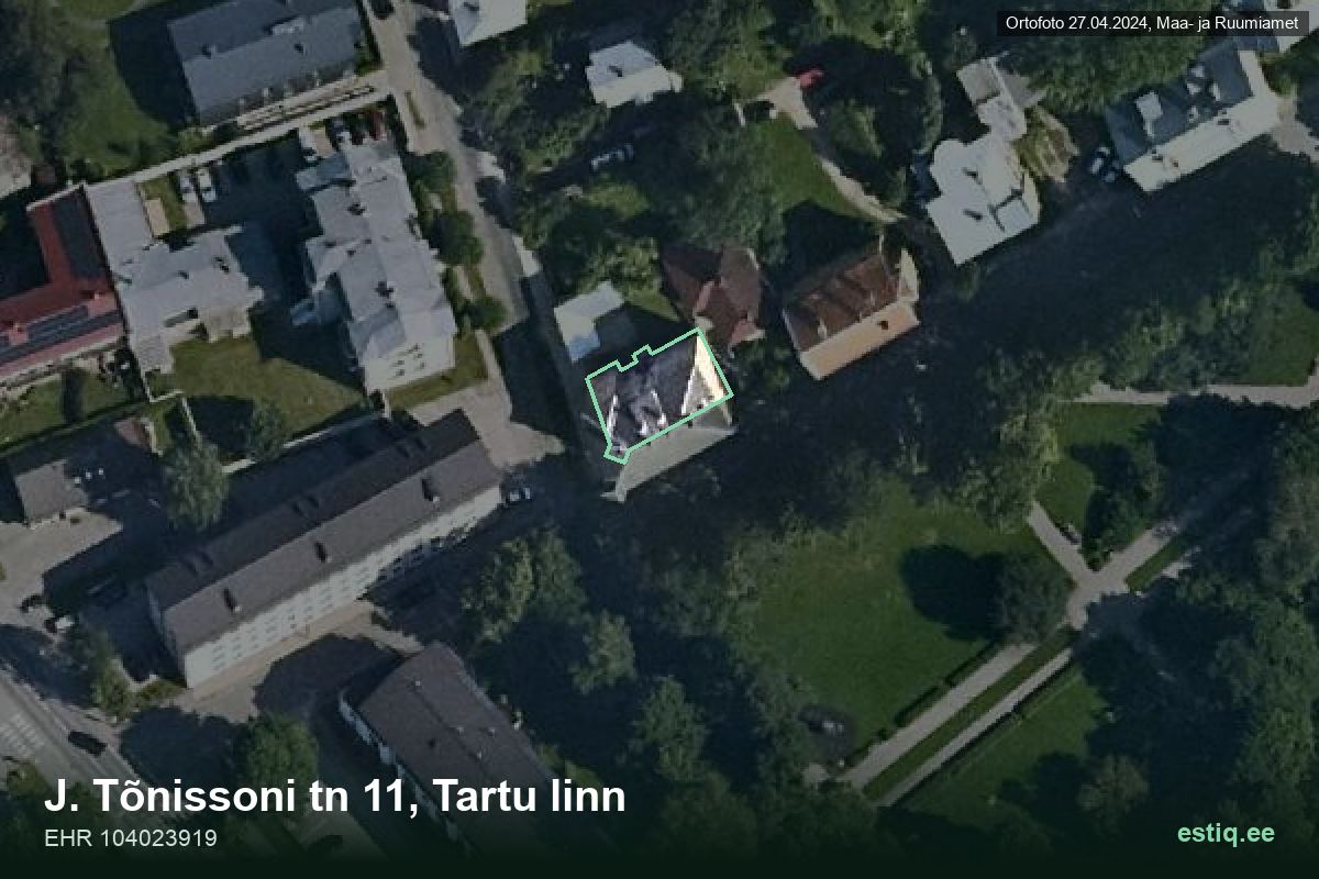 J. Tõnissoni tänav 11, Tartu – hoone aerofoto, kontuur ehitisregistri (EHR) andmetest