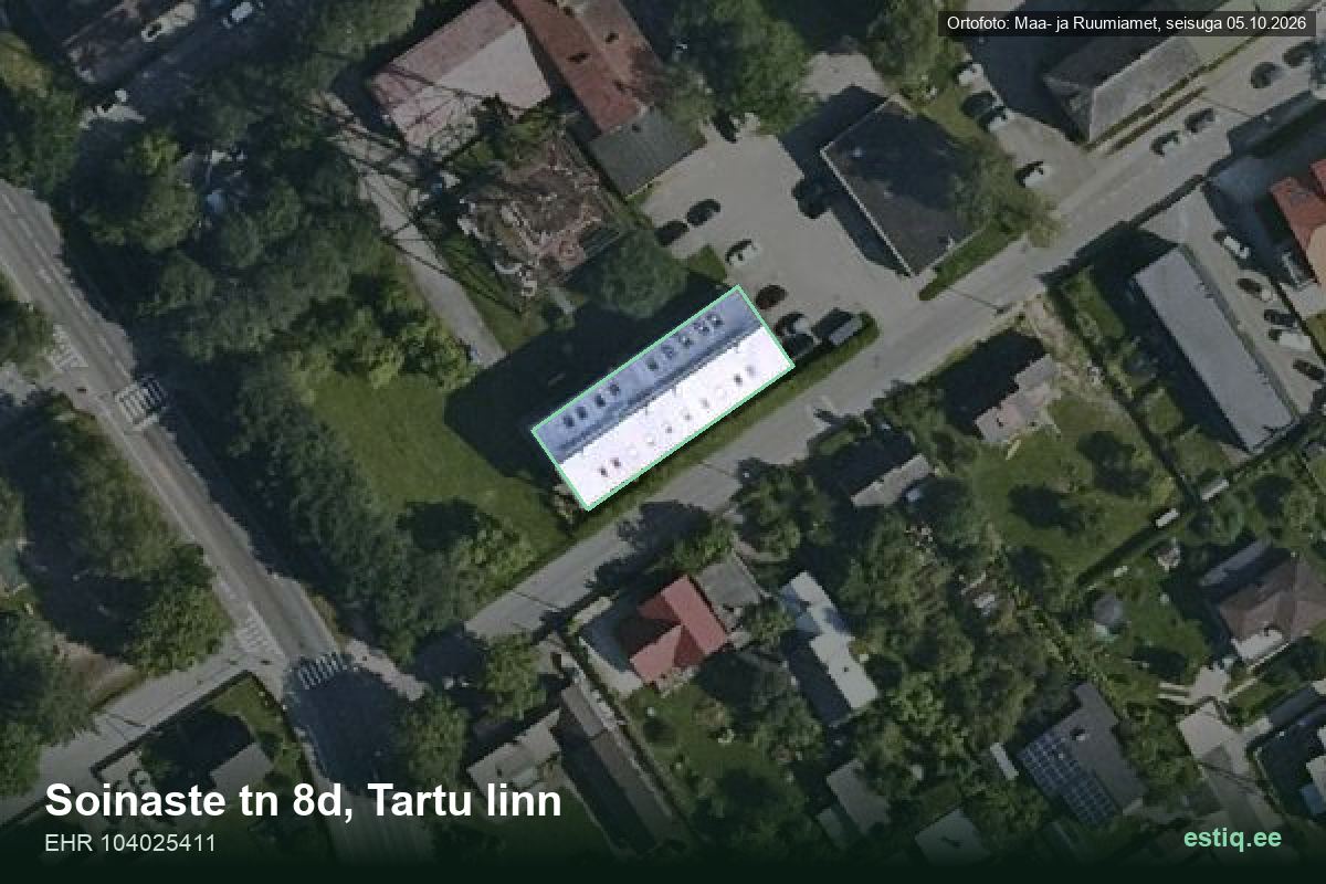 Soinaste tänav 8d, Tartu – hoone aerofoto, kontuur ehitisregistri (EHR) andmetest