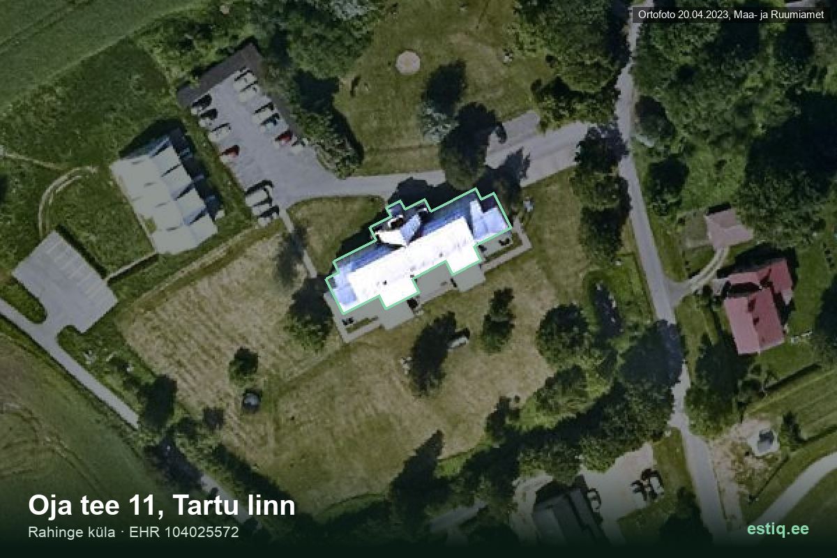 Oja tee 11, Tartu – hoone aerofoto, kontuur ehitisregistri (EHR) andmetest