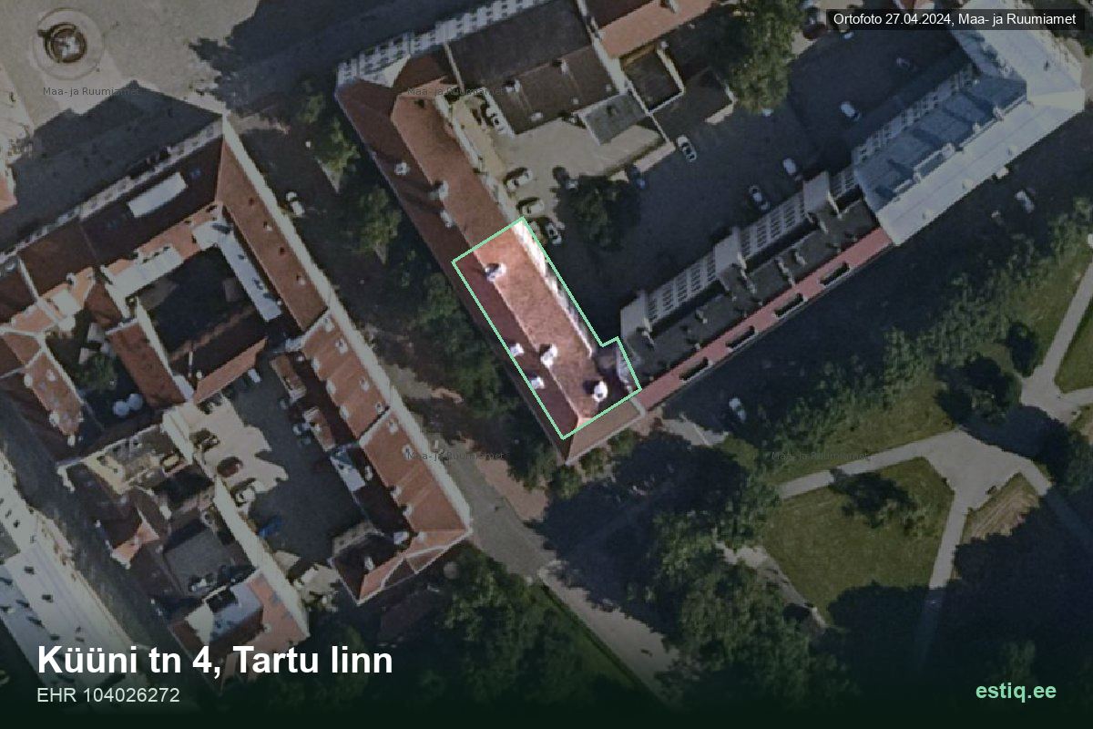Küüni tänav 4, Tartu – aerial photo of the building, outline from the Building Register (EHR)