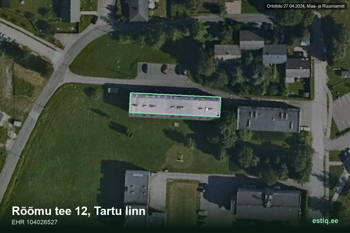 Rõõmu tee 12, Tartu – ilmakuva rakennuksesta, ääriviiva rakennusrekisteristä (EHR)