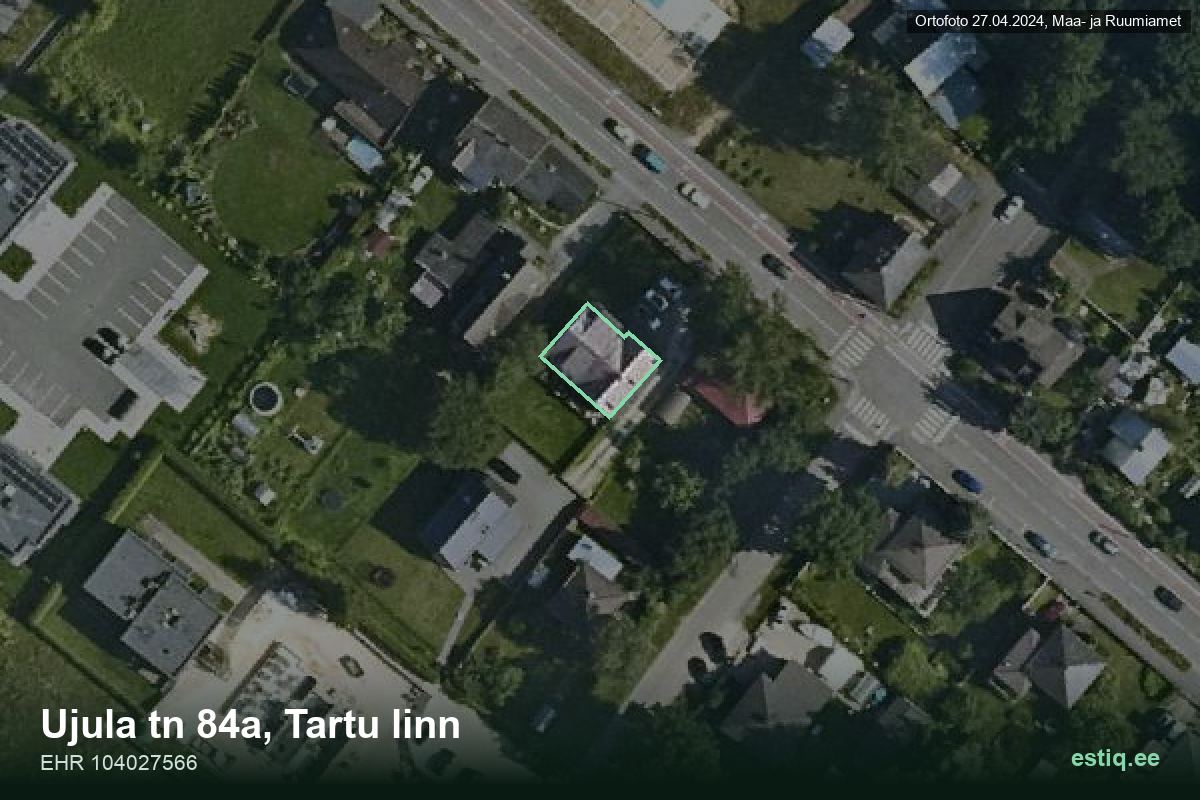Ujula tänav 84a, Tartu – hoone aerofoto, kontuur ehitisregistri (EHR) andmetest