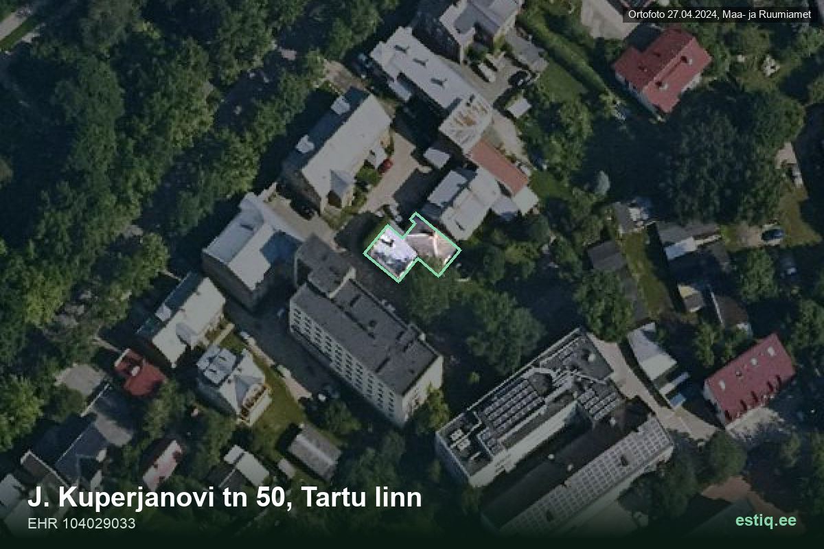 J. Kuperjanovi tänav 50, Tartu – ilmakuva rakennuksesta, ääriviiva rakennusrekisteristä (EHR)