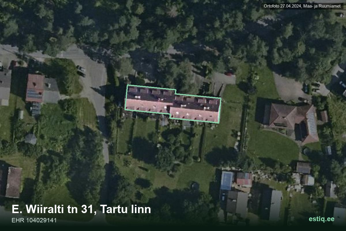 E. Wiiralti tänav 31, Tartu – hoone aerofoto, kontuur ehitisregistri (EHR) andmetest