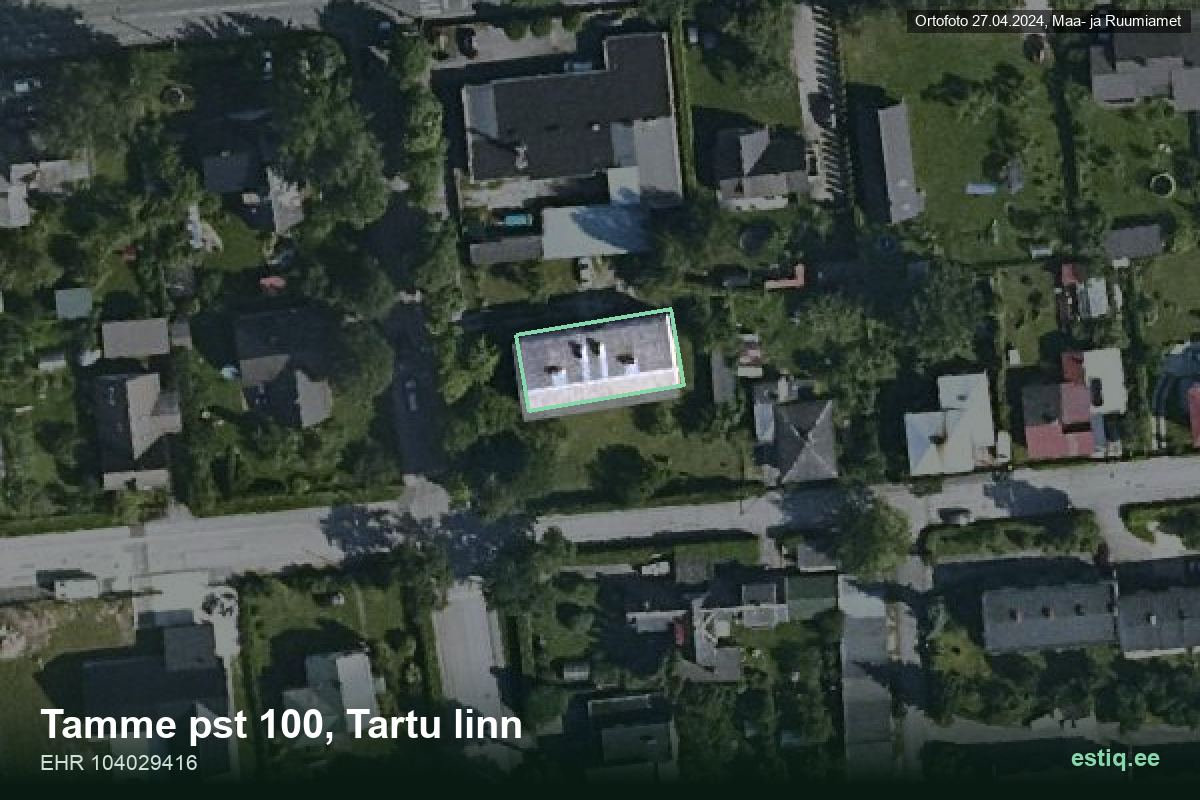 Tamme pst 100, Tartu – hoone aerofoto, kontuur ehitisregistri (EHR) andmetest