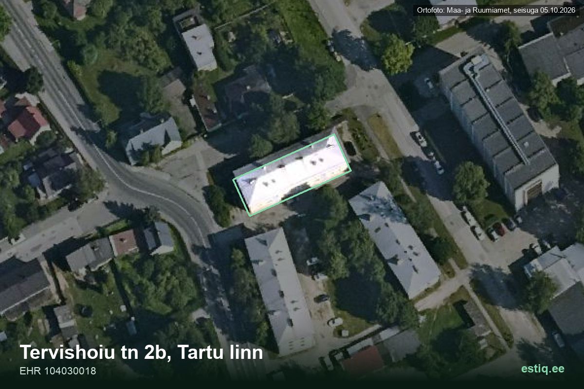 Tervishoiu tänav 2b, Tartu – hoone aerofoto, kontuur ehitisregistri (EHR) andmetest