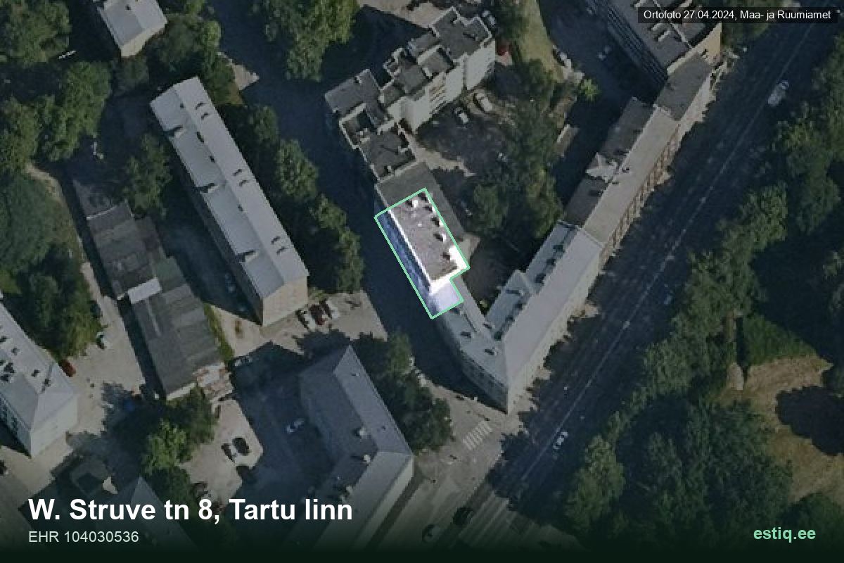 W. Struve tänav 8, Tartu – ilmakuva rakennuksesta, ääriviiva rakennusrekisteristä (EHR)