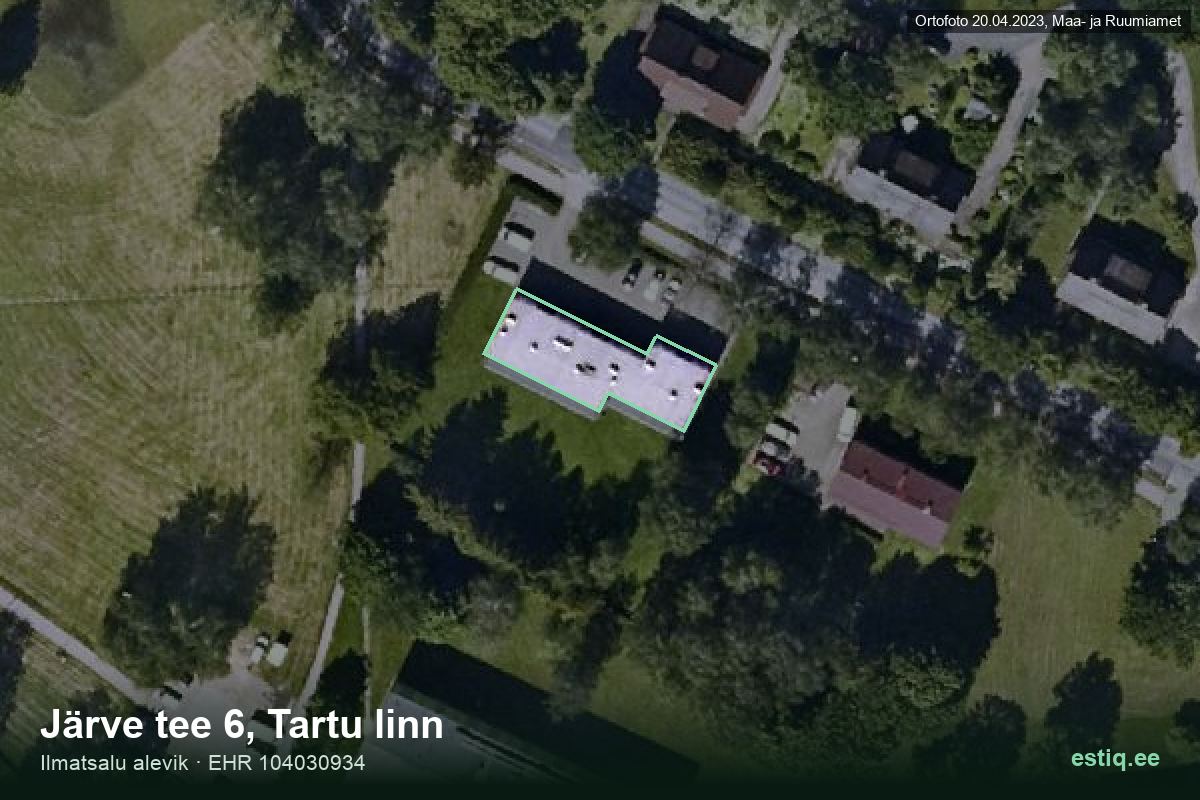 Järve tee 6, Tartu – hoone aerofoto, kontuur ehitisregistri (EHR) andmetest