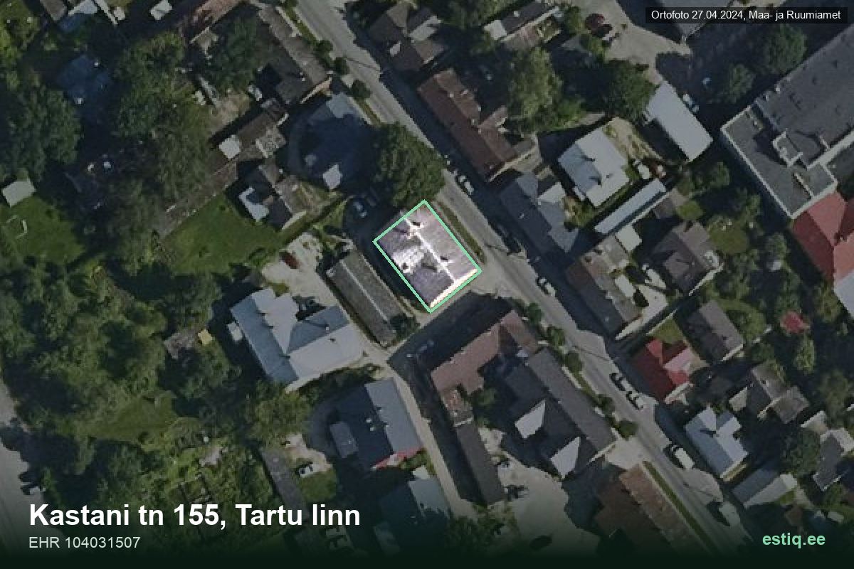 Kastani tänav 155, Tartu – hoone aerofoto, kontuur ehitisregistri (EHR) andmetest