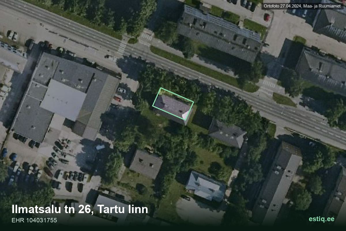 Ilmatsalu tänav 26, Tartu – ilmakuva rakennuksesta, ääriviiva rakennusrekisteristä (EHR)